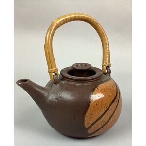 Inez Saijani Studio Pottery Teapot with Bamboo Handle - 9”